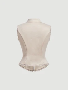 SHEIN MOD Áo vest nữ họa tiết hoa - Màu Khaki - Xem 2