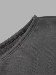 SHEIN MOD Women's Versatile Solid Color Asymmetrical Shoulder Tank Top And Asymmetrical Shoulder Cropped Long Sleeve Sweatshirt Set - Dark Grey - View 5