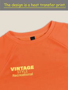 Rovax Sweatshirt Wanita Lengan Panjang dengan Motif Huruf dan Kerah Bulat Sederhana - Jeruk - View 3