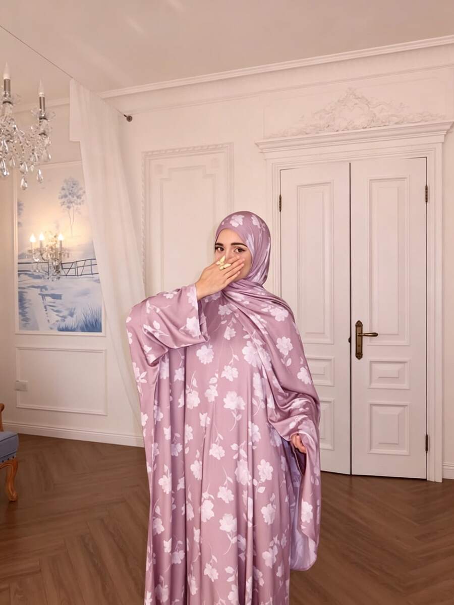 Al Najma Women's Floral Print Casual Party & Travel Robe - Baby Pink - View 1