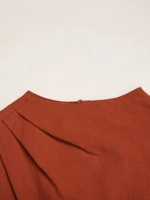 青少年女孩優雅印花拼接棕色長袖燈籠袖長洋裝，秋冬度假遊牧風長裙 - 彩色 - 查看 5