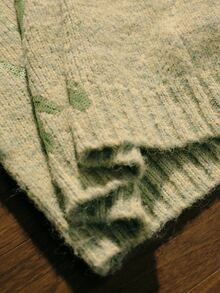 MOTF PREMIUM WOMEN'S ELEGANT FLORAL JACQUARD ROUND NECK NEW PULLOVER KNIT SWEATER - Green - View 8