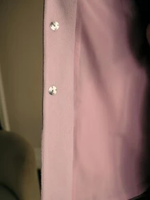 MOTF PREMIUM Mantel Wanita Warna Pink dengan Kerah Tegak, Elegan dan Mewah, Musim Gugur/Musim Dingin - Berwarna merah muda - View 9