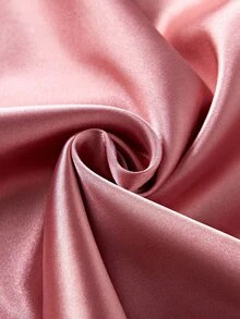 SilkySpell 2pcs Women's Spaghetti Strap Backless Gentle Sweet Solid Color Cross-Strap Satin Nightdress Two-Color Luxeloungewear - Multicolor - View 8