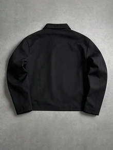 Manfinity CasualCool Men's Black Turn-Down Collar Functional Buckle Jacket, American Loose Fit Drop Shoulder Design Casual Outerwear - Black - View 2