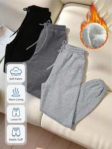 SHEIN Clasi Plus Size Drawstring Waist Sweatpants Graduation,Back To School Outfits,Graduation,Teacher Outfits For Women,Back To School Fall Cloth For Women - Multicolor - View 1