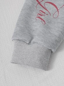SHEIN 青少年女孩長袖秋冬抓絨內裡拉鍊連帽衫背心與寬腿褲3件套 秋季穿搭 六年級正式風 粉色白色 - 灰色 - 查看 6