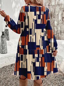 EMERY ROSE Women's Mid-Length Casual Minimalist Cartoon Pattern Dress Suitable For All Seasons - Multicolor - View 2