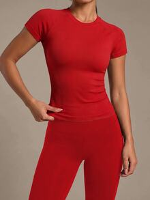 Costa Lumi One Shoulder Cut Out Sports Top Gym Top Fitted Shirtworkout Tank Top - Red - View 5