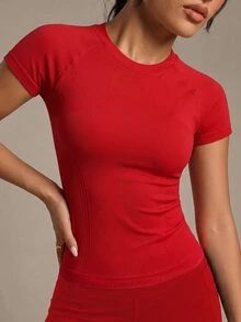 Costa Lumi One Shoulder Cut Out Sports Top Gym Top Fitted Shirtworkout Tank Top - Red - View 6