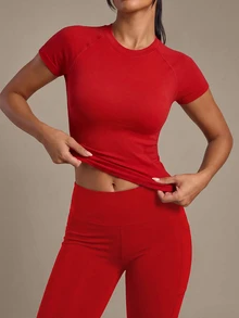 Costa Lumi One Shoulder Cut Out Sports Top Gym Top Fitted Shirtworkout Tank Top - Red - View 4