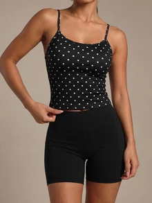 Dewbera Dewbera Women's Polka Dot Print Criss-Cross Back Sports Tank Top - Multicolor - View 3