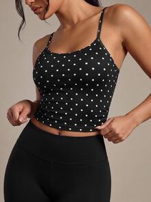 Dewbera Dewbera Women's Polka Dot Print Criss-Cross Back Sports Tank Top - Multicolor - View 4