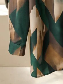 Lacomfia Women's Minimalist Casual Geometric Pattern Fashion Loose Plus Size Shirt Paired With Versatile Wide Leg Pants - Multicolor - View 5