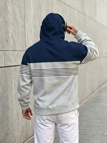 KRYTIVO 男士街頭時尚連帽衫，秋冬舒適套頭運動衫，男士時尚穿搭 - 彩色 - 查看 2