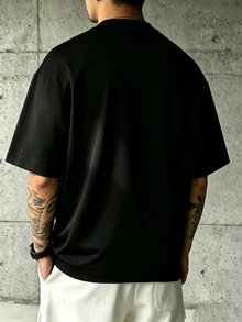Sport MetroGents Kaos Olahraga Pullover Leher Bulat Motif Laba-laba Pria - Hitam - View 2