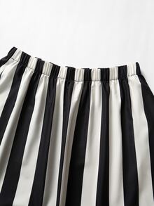SHEIN LUNE CURVE Plus Size Women's 3/4 Sleeve Round Neck Blouse And Striped Dress Set, Suitable For Daily Commute And Casual Wear - Multicolor - View 6