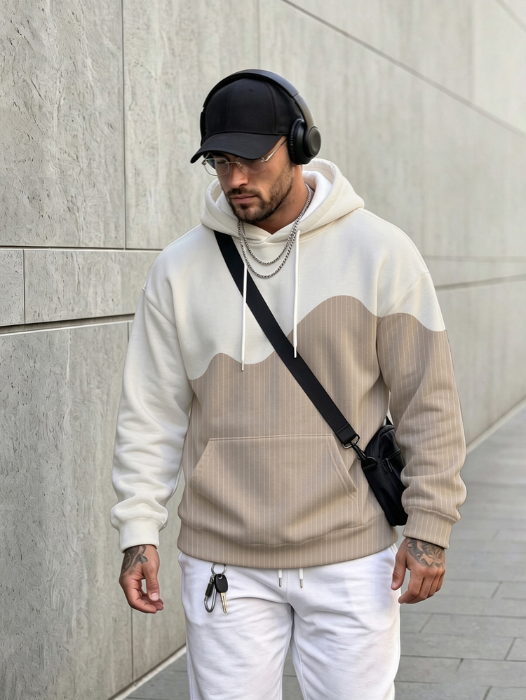 KRYTIVO Men's Street Fashion Hoodie, Autumn/Winter Comfortable Pullover Hoodie, Men's Fashion Outfit - Multicolor - View 3