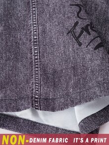 SHEIN ChillGRL 青少年女孩可愛Y2K卡通兔子印花寬腿褲 學校灰色 秋冬節日款 - 深灰色 - 查看 5