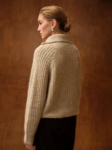 MOTF PREMIUM WOMEN'S HALF-ZIP COLLAR SLOUCHY KNIT SWEATER - Khaki - View 3