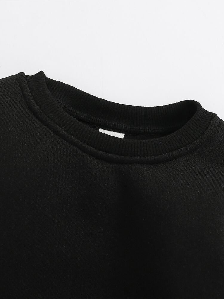 SHEIN Playful Pals Baby Girl Casual Cute Kawaii Colorful Flower Gradient Fun Letter Printed Round Neck Sweatshirt Toddler Girl Clothes - Black - View 8