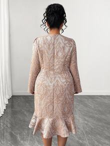 Elenzga Robes Grande Taille Automne - Kaki - Voir 2