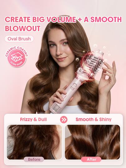SHEGLAM HAIR Blowout Bliss All-In-One Multi-Styler,5 In 1 Blow Dryer Brush,VolumizingBrushes For Quick,Air Curling Wrap,Drying,Curling,Straightening & Volumizing,Anti-Frizz,Powerful Airflow 2X Faster Drying,Universal Voltage For Hair Styling