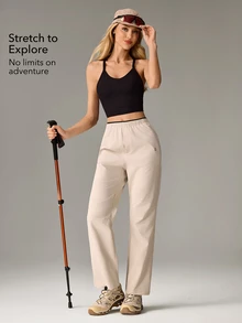 OutZeal Women Outdoor Pants Hiking Camping Stretchy Slim Fit With Zip Pocket Outdoor Bottom - Khaki - View 2