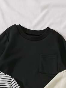 SHEIN 小男孩 3 件組簡約長袖套頭衛衣套裝 日常基礎款服飾 - 彩色 - 查看 7
