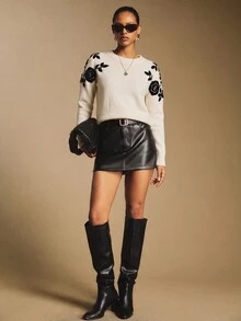 Poéselle Women's Fashionable Casual Crew Neck Long Sleeve Sweater In Fall/Winter - Apricot - View 7