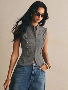 Poéselle Women's Striped Casual Versatile Daily Jacket - Grey - View 9