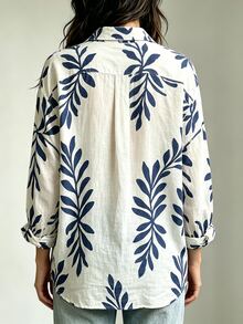 Trelyra Women's Printed Vacation Fashion Single-Breasted Long Sleeve Shirt - Multicolor - View 2