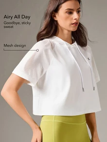 OutZeal Women Outdoor White Tee Hiking Camping Workout Natural Soft Mesh Sleeve Short Sleeve Hoodie Summer Spring - White - View 3