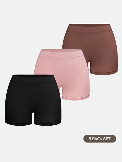 SHAPORA Women's Bestselling Minimalist Solid Color Fashionable Comfortable High Quality Portable Flat Cut Panties 3pcs/Pack