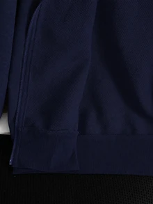 SHEIN 青少年女孩秋冬新款海軍藍針織時尚百搭字母印花休閒衛衣，返校季 - 藏蓝色 - 查看 7