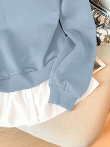 Modelyn Striped Patchwork 2 In 1 Long Sleeve Elegant & Fashionable Women Sweatshirt - Baby Blue - View 6