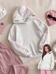Comfortcana Plus Size Embroidered Fashion Pocket Long Sleeve Sweatshirt Fall - Light Grey - View 14