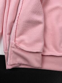 SHEIN 青少年女孩秋冬新款粉色針織時尚百搭字母印花休閒運動衫，返校季 - 粉色 - 查看 7