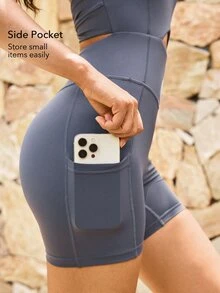 OutZeal Women Sports Jumpsuits Gym Workout Yoga Sweat Wicking Bra-In Cut-Out Back Knotted Solid Color Romper - Dusty Blue - View 5