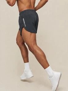 OTTIMOZO 男士抽繩腰輕量快乾運動短褲，適合健身、跑步、騎行，2合1運動快乾機能服，健身房夏季穿著 - 深灰色 - 查看 3