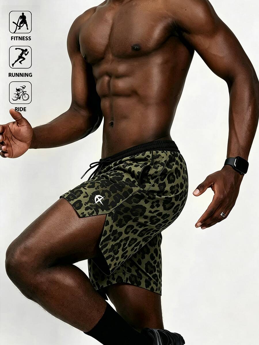 Acti Log Men's Leopard Print Athletic Shorts - Multicolor - View 1