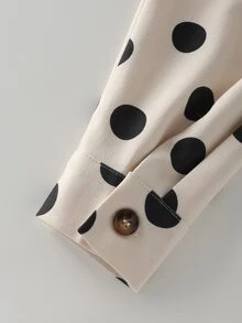 Balvessa Women's Retro Romantic Polka Dot Button Outerwear, Casual Fashion Versatile - Apricot - View 5