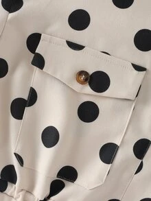 Balvessa Women's Retro Romantic Polka Dot Button Outerwear, Casual Fashion Versatile - Apricot - View 4