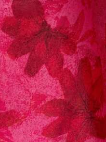 Comfortcana Autumn Pink Floral Mesh Print Flare Sleeve V-Neck Vacation Casual Fairycore Boho Plus Size A-Line Dress - Hot Pink - View 6