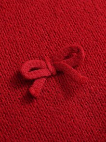 Nevyona Women's Christmas Bow Decor Sweater And Mini Skirt 2 Pieces Set - Red - View 5