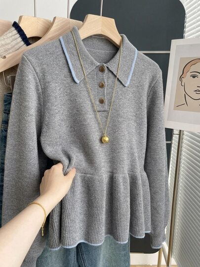 FRIFUL Women's Colorblock Casual Versatile Daily Wear Long Sleeve Sweater