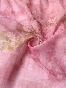 Viva Relle Plus Size French Romantic Tie Dye Print Chiffon Blouse, Loose V-Neck Flare Sleeve Design, Comfortable Shirt For Spring/Summer Outings Fall - Pink - View 7