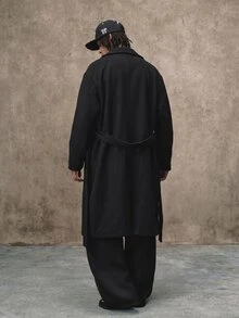 PAVTROS Men Overcoats Berikat Plain Casual - Hitam - View 2