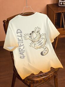 GARFIELD | SHEIN Women's Letter Cartoon Print Casual Daily Short Sleeve T-Shirt - White - View 2