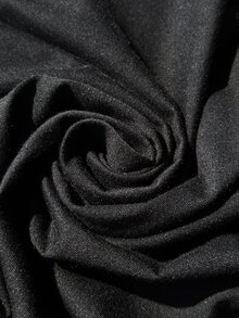 Comfortcana T-shirt en dentelle contrastée unie grande taille, noir, décontracté élégant, pour l'automne, formel, matin, anniversaire - Noir - Voir 6